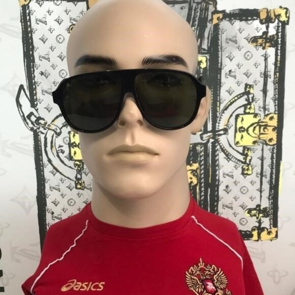 Authentic ✨ Brand New Gucci GG0009S 001 Pilot Sunglasses – Shiny Black Frame wit - Picture 5 of 11